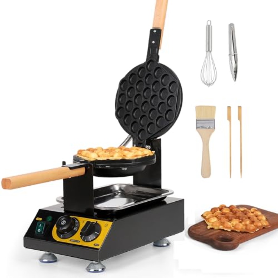 Waffle Cone Maker - Commercial Bubble Waffle Maker 1400W Non-stick