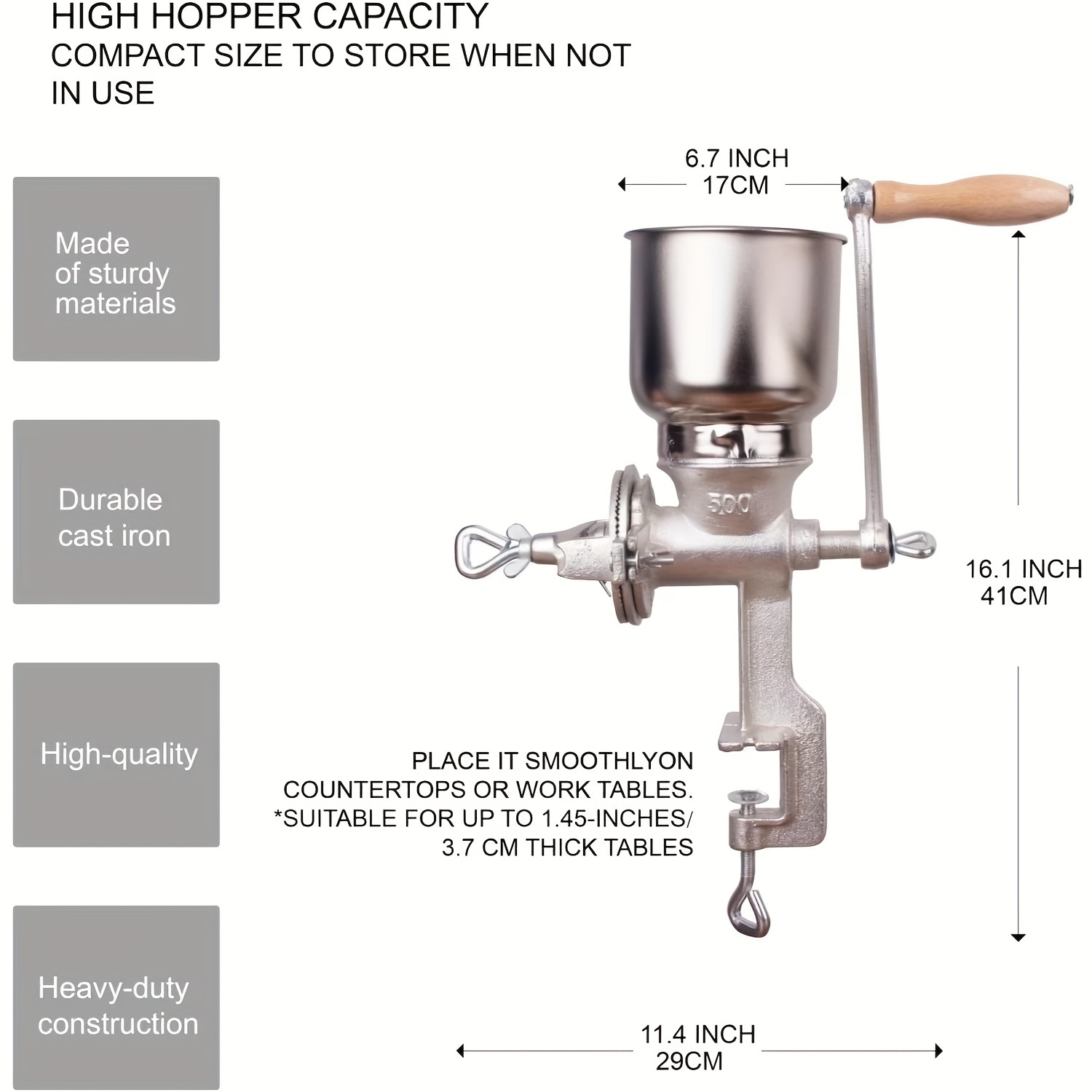 High Hopper Grain Mill Cast Ir - Cast Iron Corn recension och pris