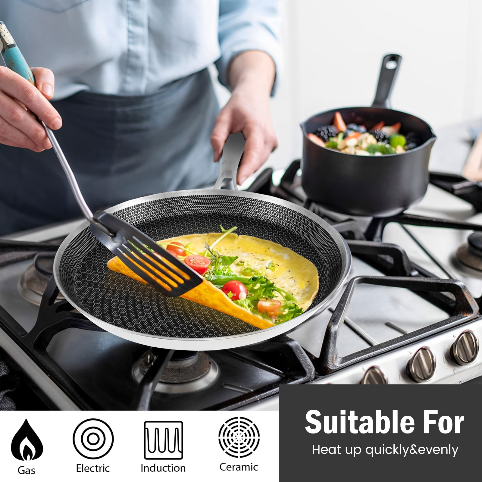 Stainless Steel Frying Pan Non - Danish Pancake Pan recension och pris