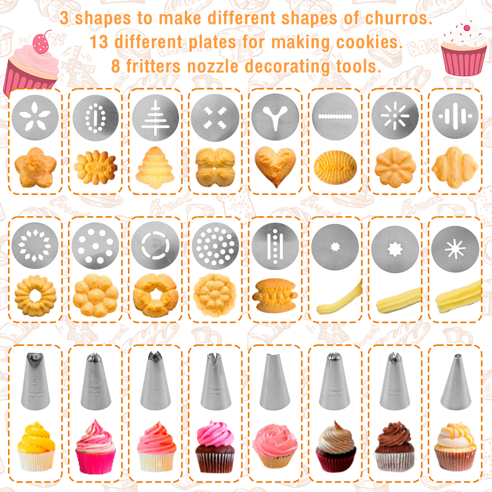 Cookie Press Gun Tips Set Stai - Churros Maker Gun recension och pris