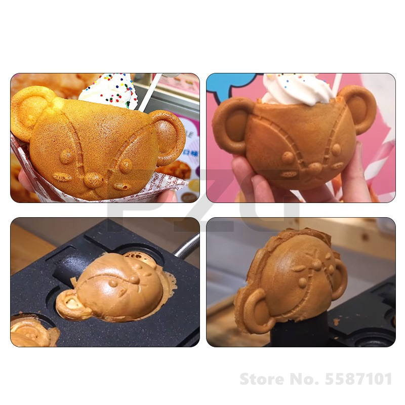 2 Pcs Teddy Bear Shaped Mini W - Waffle Cone Maker recension och pris